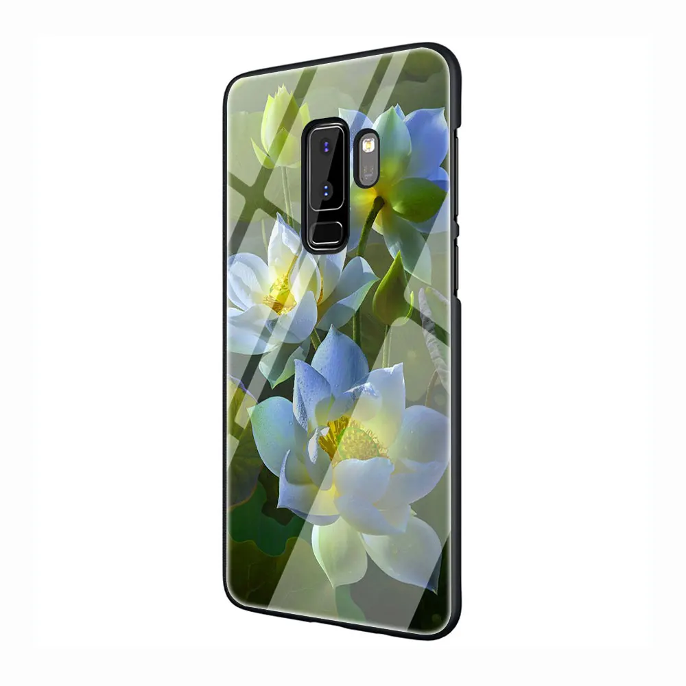 G3 EWAU цветок лотоса чехол из закаленного стекла для телефона для samsung S7 край S8 S9 S10 Note 8, 9, 10, плюс A10 20 30 40 50 60 70 - Цвет: G3