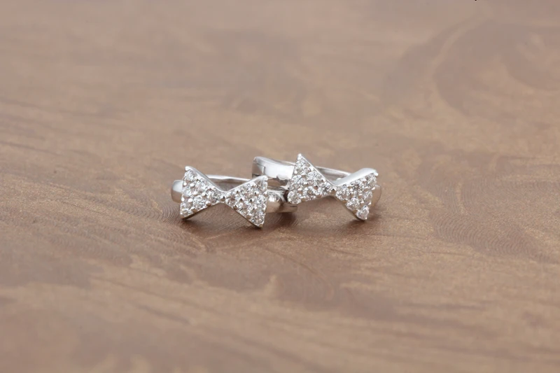 Серебро S925 серьги-кольца женские ювелирные изделия Диаманте кольцо с бантом милые популярные украшения подарки 13x5 мм 1 пара