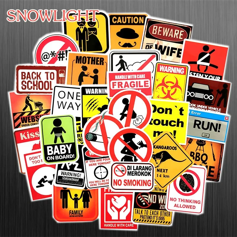 10/30/50/100 pcs/pack Warning Cartoon Stickers For Kids Toy Luggage Car Suitcase Laptop Skateboard PVC Waterproof Geek Stickers