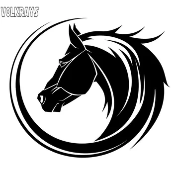 

Volkrays Creative Car Sticker Arc Horse Head Accessories Reflective Waterproof Cover Scratches PVC Decal Black/Silver,11cm*13cm