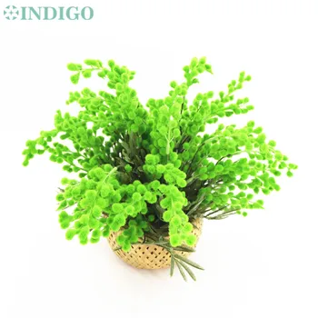 

INDIGO- Green Mimosa Bouquet Flower Arrangement (1 Set With Bamboo Basket) Gift Artificial Tea Table Bonsai Event Centerpiece
