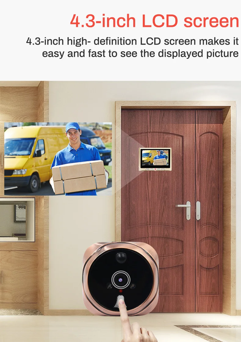 Koop Saful 4.3 Inch LCD Kijkgaatje Camera Infrarood Nachtzicht Bewegingsdetectie Digitale Deur Kijkgaatje Viewer Video opname Deur Camera