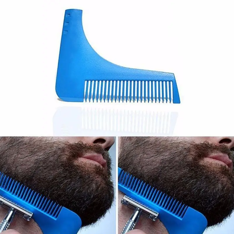 Mens Facial Hair Beard Shaper Mold Plastic Guide Template Brush Combs Lines Symmetry Trim Shaping Barber Salon Styling Tool
