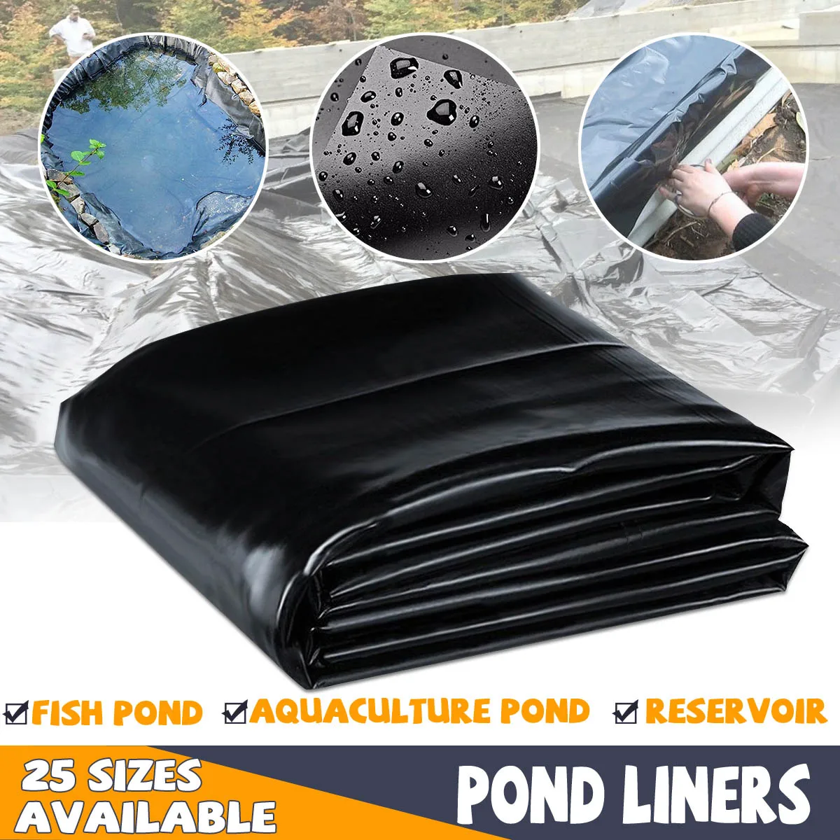 8-32ft Sizes Fish Pond Liner Gardens Pools PVC Membrane Reinforced Landscaping 