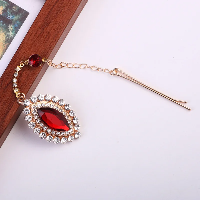 High Quality Red Pink Elegant India Style Crystal Hairpin Clips Forehead Pendant Jewelry Bride Noiva Bridal Wedding Headwear Jewelry Accessories Hair Accessory Hair Clip Hair Headdress Bridal Headwear