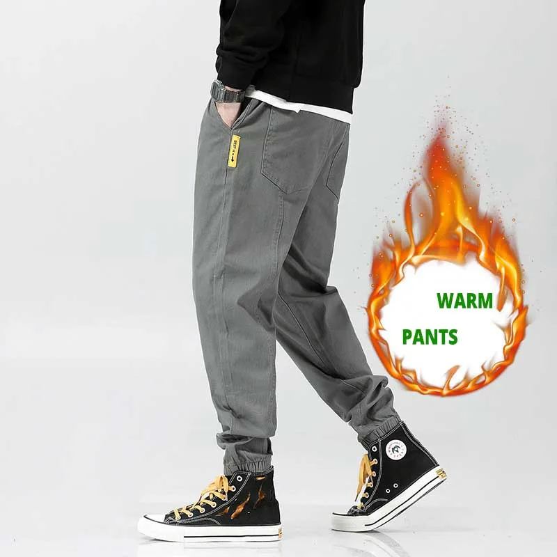 Japan Style Casual Loose Baggy Pants Men Harem Pants Elastic Waist Warm