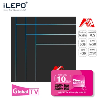 

ILEPO A10 TV BOX RK3318 Quad-Cor Iptv Box Android HDMI 2.0 Android 9.0 Box Tv 2G DDR3 Android Box Rtv Box Top Model Iptv M3u