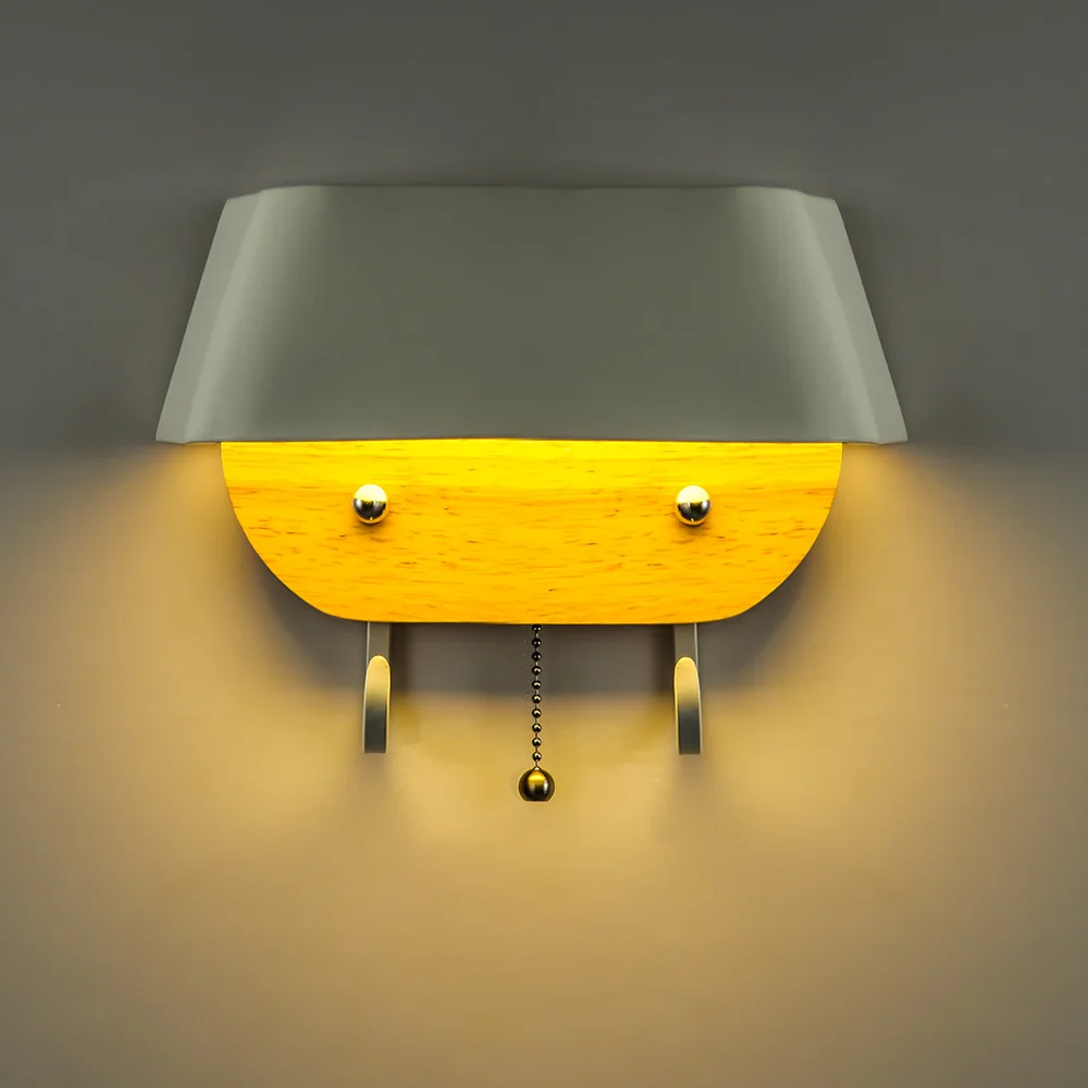 

zerouno solid wood LED wall lights mirror headlights with hook nordic wall lamp bedroom bedside living room aisle home lighting