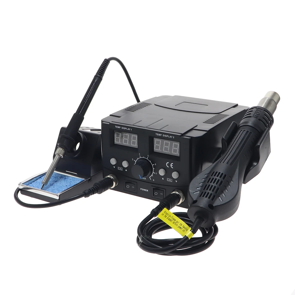 Crtkoiwa Kit de soldadura digital de estación de recuperación de soldador 2 en 1 SMD pantalla digital para pistola de aire caliente 8582d 750 W LED