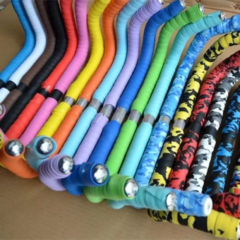 8 цветов, высокая плотность, 2 шт., велосипедная лента для руля, камуфляжная, велосипедная ручка, ремень, пробковая обмотка с зажимами для велосипеда, Аксессуары для велосипеда