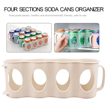 

2pcs 4 Holes Plastic Cans Storage Cans Kitchen Fridge Drink Bottle Holder Drink Bottle Fridge Organizer Case Clear Container