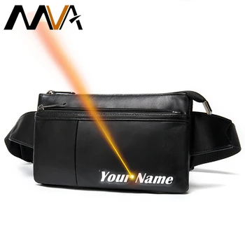 

MVA Engrave Men Waist Bags Vintage Travel Money Belt Bag Men Sheep Leather Waist Bag For Phone Multifunction Fanny Pack Man 8982