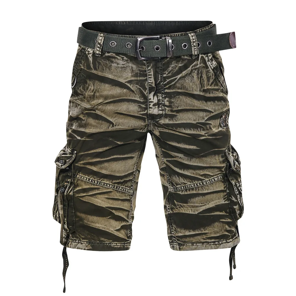 Casual Shorts Five-Point-Pants Mens Straight Multi-Pocket Summer New Overalls Wash-Back