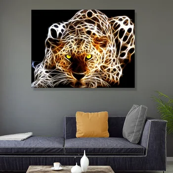

Cheetah Framed LED Induction Light Painting Wall Pictures for Living Room