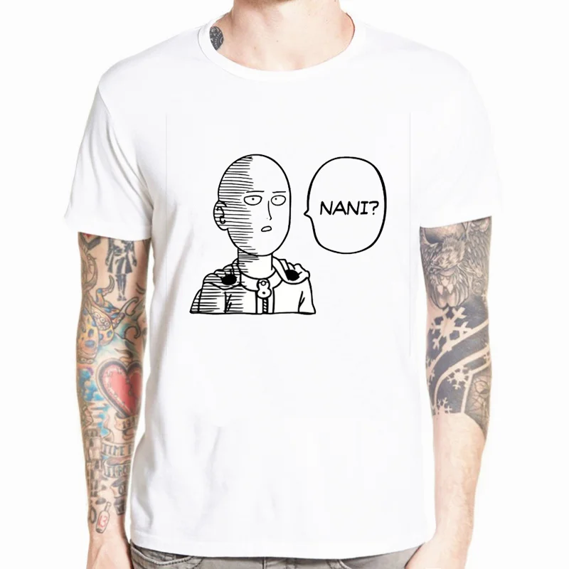 Футболка one punch man saitama, мужская летняя футболка с забавным принтом японского аниме, модные футболки с коротким рукавом белого цвета для мальчиков