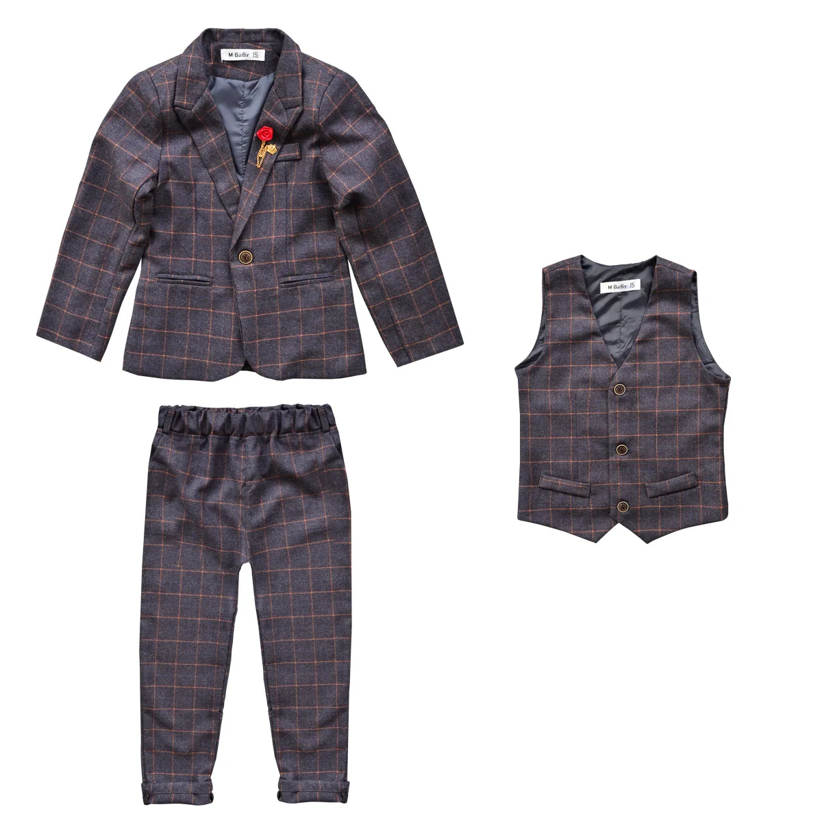 3 PCS Formal Boys Clothes Blazer Vest Pants Children Wedding Suits Tuxedos Kids Elegant Clothing Sets Boy Carnival Party Suit