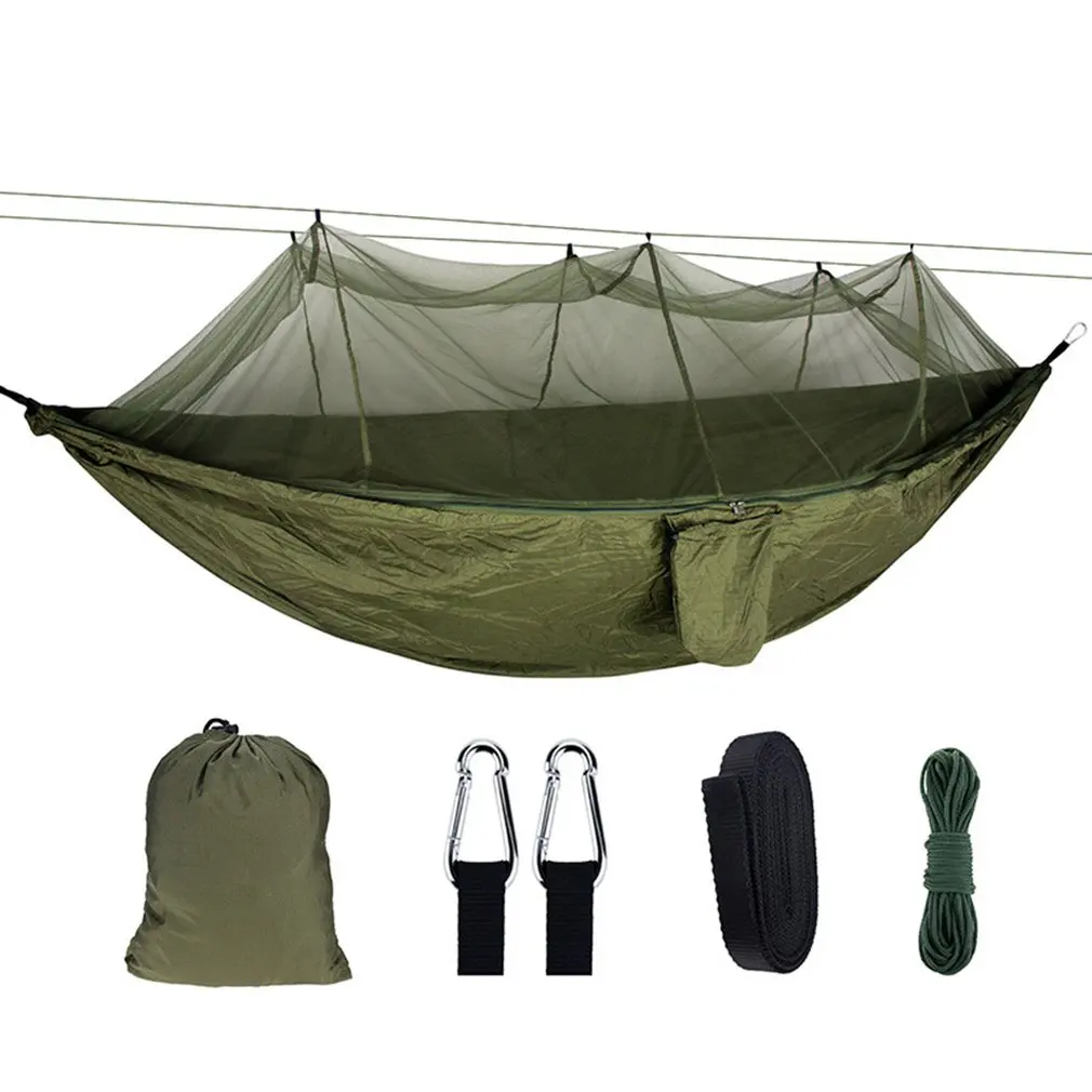 Double 210T Nylon Outdoor Mosquito-proof Aerial Camping Hammock Breathable Anti-mosquito Durable Hammock 