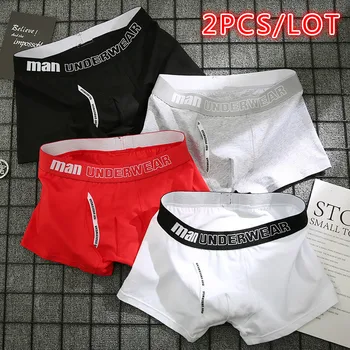

2pcs/lot boxer mens underwear men cotton underpants male pure men panties shorts underwear boxer shorts cotton solid cuecas