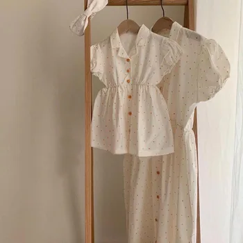 

2020 Summer Korean Children's Clothing New Girls Fashion Parent-Child Polka Dot Lapel Short Sleeve Casual Dress