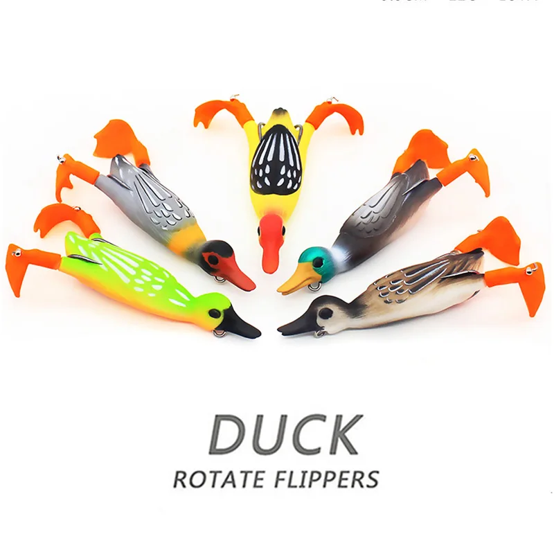 1Pcs Double Propeller Flipper Duck Fishing Lures Ducking Frog Soft Bait 9.5cm 11.2g 3D Eyes Artificial Swimbait Day Bass Tackle