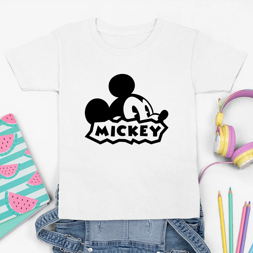 Camisetas Vintage Harajuku de Mickey Mouse niños y niñas, ropa informal sencilla y acogedora, Tops blancos de Disney, camiseta de moda Tumblr niños|Camisetas| - AliExpress