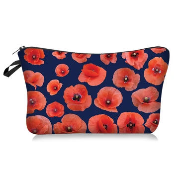 

Flower Series Fashion 3D Printing Cosmetics Bag Storage Make-up Case Wash Bag Multifunctional Package Gift for Girls