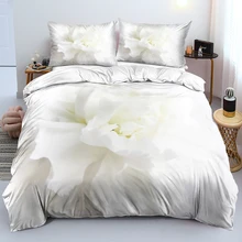 

High Quality White Peony Pattern Quilt Cover Set Flowers Duvet Cover With Pillow Shams Single Queen Double King Sizes For Home