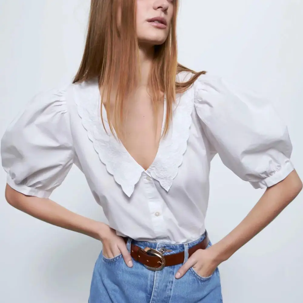 2020 new women summer white embroidered 