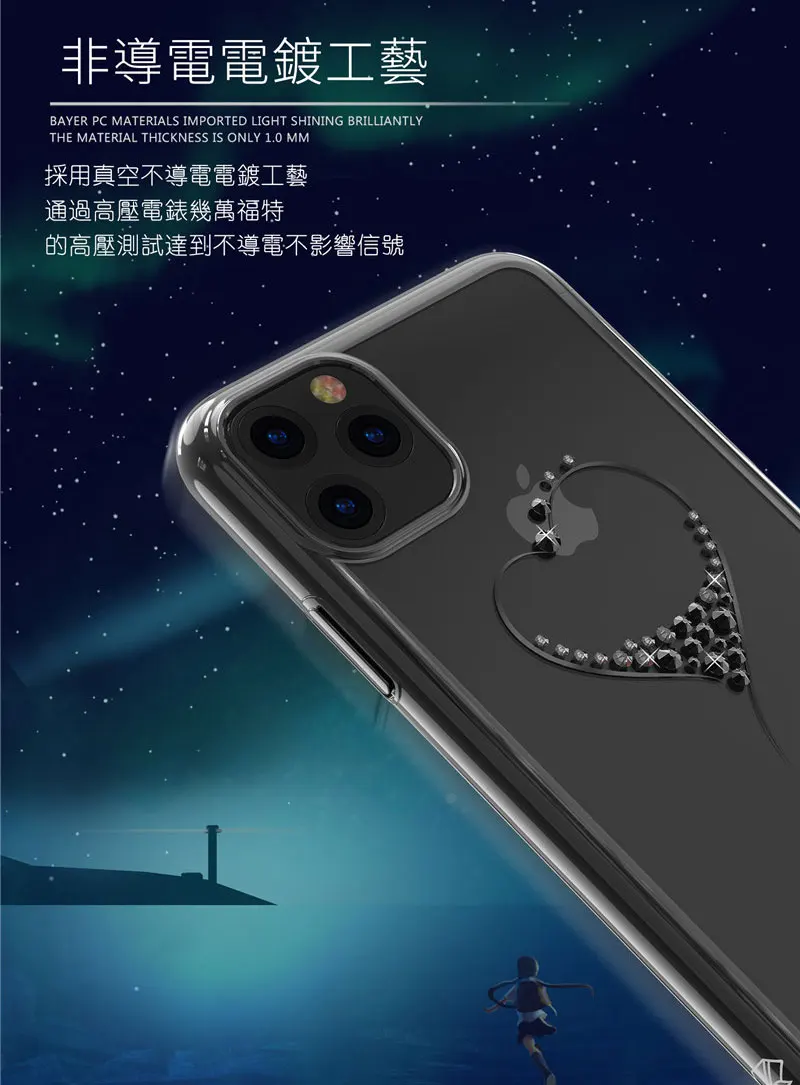 Тонкий противоударный чехол с блестящим покрытием для iPhone 11/11 Pro/11 Pro Max, жесткая задняя крышка с кристаллами и бриллиантами, роскошный брендовый прозрачный Kingxbar