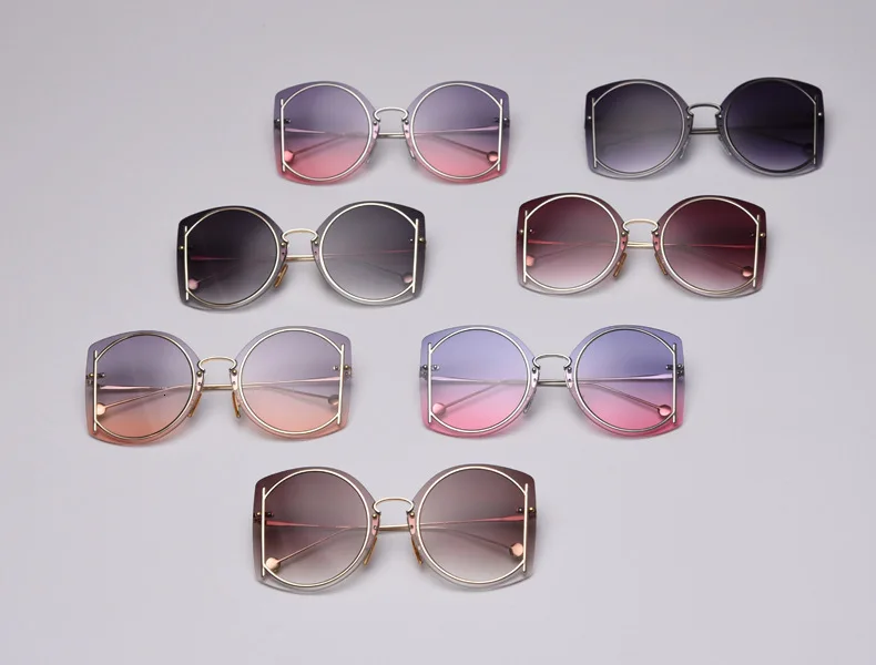 Круглые Круглые Солнцезащитные очки для женщин Allloy, без оправы, солнцезащитные очки для женщин, роскошные брендовые сексуальные оттенки, новая мода, кошачий глаз
