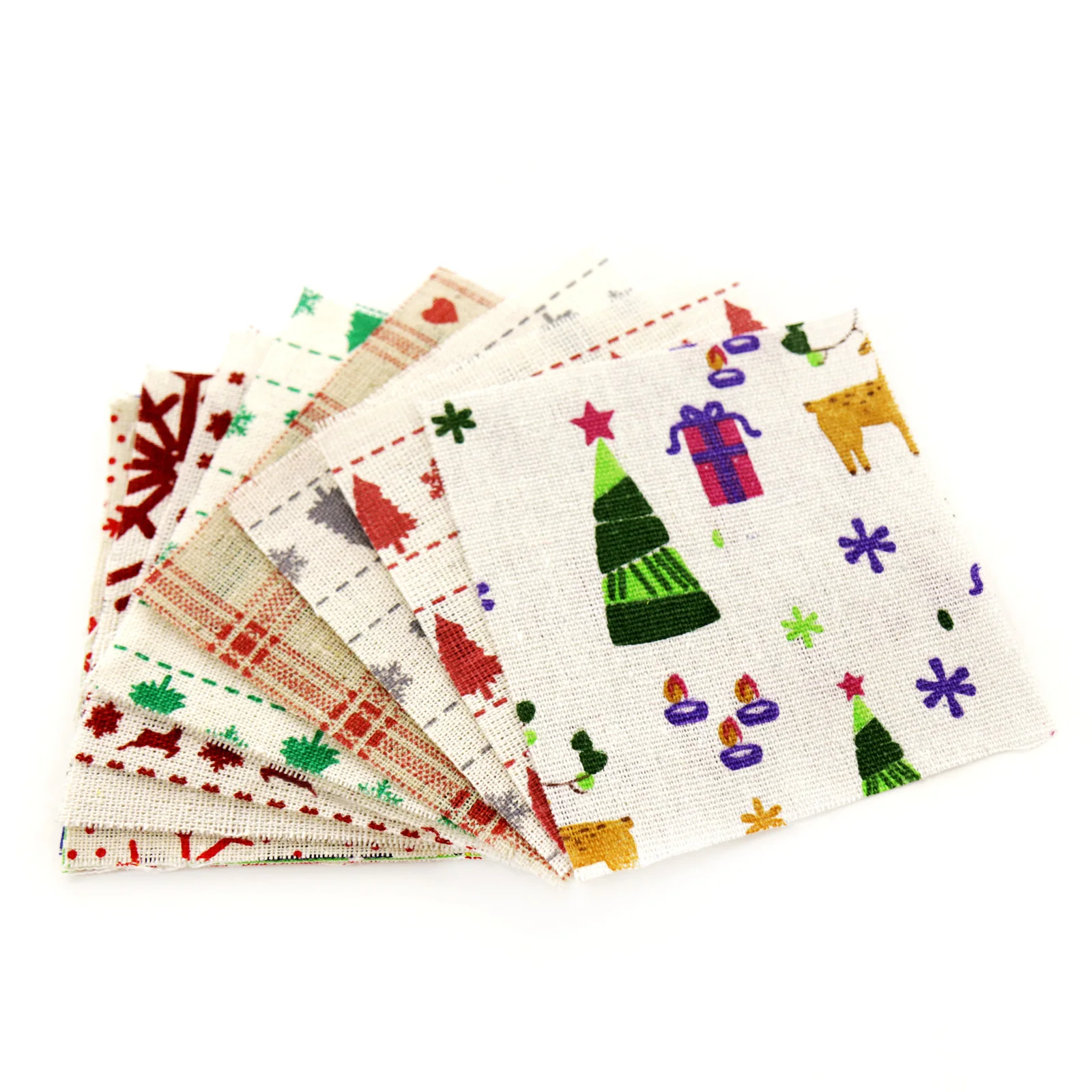 

20pcs Christmas Cotton Linen Fabric Printed Sewing Cloth Patchwork Needlework For DIY Handmade Doll Bag Clothes Home Textile