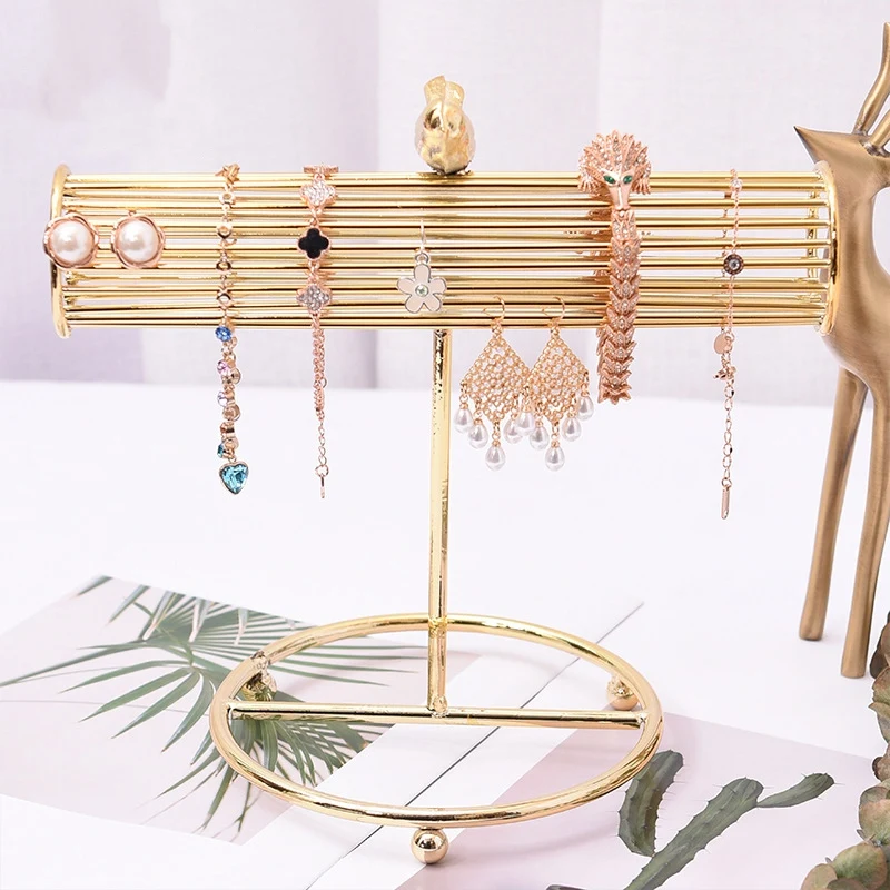 

New Fashion Gold Plated Watch Bracelets Necklace Earrings Display Rack T-Bar Jewelry Display Stand Pendant Display Hold