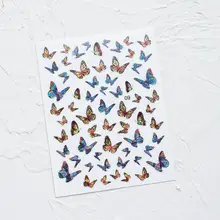 10PCS/Lot Pink Bule Butterfly Nail Stickers 3D Adhesive Transfer DIY Nail Art Decoration Manicure Salon Acrylic Tips Tool WG4365