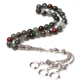 

Hot sale African Bloodstone necklace islamic prayer beads 33 tasbih