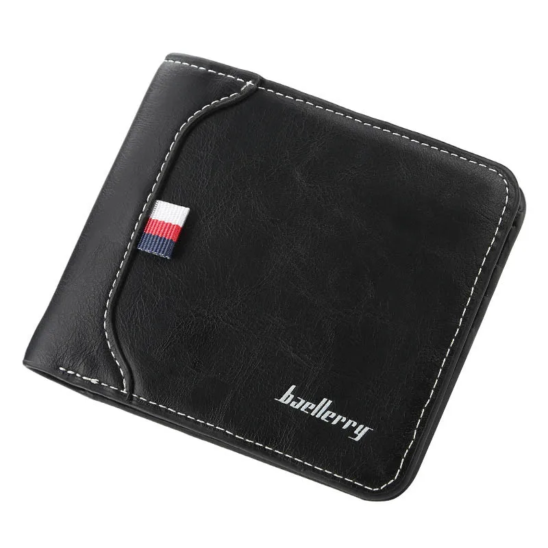 black Baellerry повседневные мужские кошельки из искусственной кожи Короткий держатель карт фото держатель Стиль повседневные мужские кошельки роскошные мужские кошельки - Цвет: black