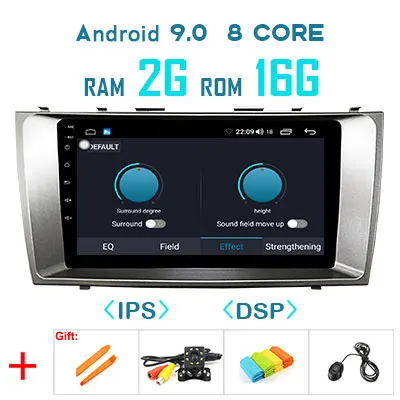 1280P Android 9,0 Carplay 4G 64G gps радио для Toyota Camry 7 XV 40 50 рекордер 2007-2011 мультимедийный экран без DVD головное устройство - Цвет: 9.0 2G 16G DSP