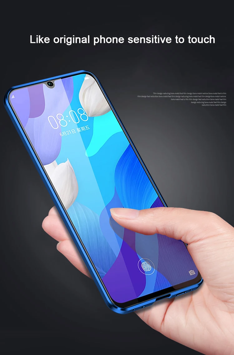 Магнитный адсорбционный чехол для телефона huawei Nova 5i Pro, закаленное стекло, передняя и задняя стеклянная крышка, металлический чехол для huawei Nova 5 Pro