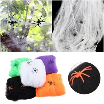 

Halloween Scary Party Scene Props White Stretchy Cobweb Spider Web Horror Halloween Decoration For Bar Haunted House