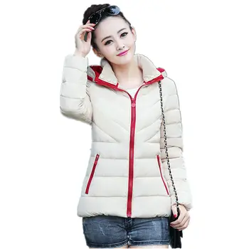 

Winter Jacket Women Parka Coat Hooded Down Cotton Jacket Femme Padded Warm Thick Long Sleeve Pockets Plus Size Winter Coat Q1837