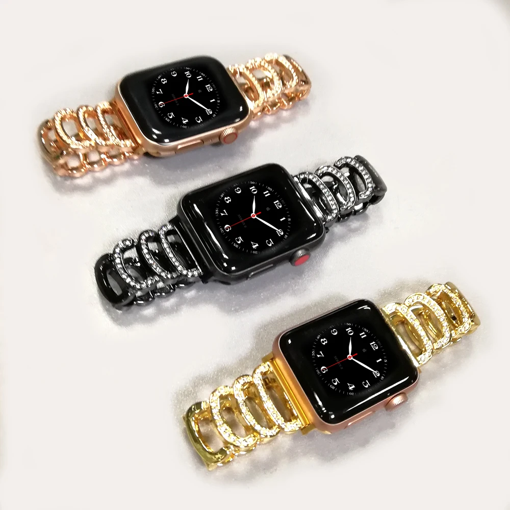 Per cinturino Apple Watch 44MM 40MM 42MM 38MM cinturino da donna con  cinturino diamantato per serie iWatch 6 5 4 3 2 1 bracciale in acciaio  inossidabile _ - AliExpress Mobile