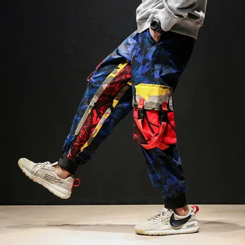 

2019 New Mens Fashion Overalls Camouflage Pant Male Sweatpants Hong Kong Style Hip Hop Pencil Pants Men Plus Size Harem Trousers