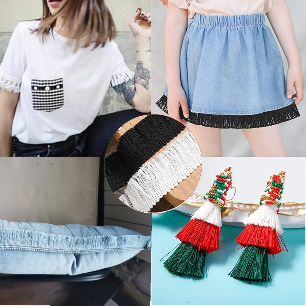 2 yards 25mm Lace Trim Sewing Ribbon Cotton tassels trimming fringes tassel lace for Garment Curtain Decorative DIY accessories tassel fringe tassel decoration tassel accessories tassel trim mini tassels