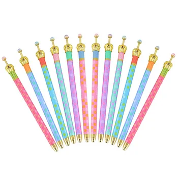 

12 Pack Gel Ink Crown Pens Colorful Polka Dots Rollerball Pen Fine Point Creative Stationery for School Office Family Use,Black