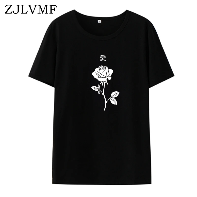 

Zjlvmf Rose T Shirt Women Harajuku 2019 Summer New O-neck Women T-shirt Loose Casual Cotton Korean Fashion Funny Women T Shirt