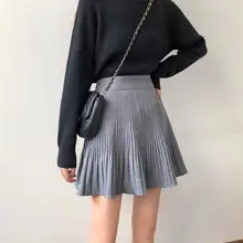 Новая женская однотонная плиссированная трапециевидная юбка с высокой талией