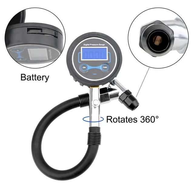 Kaufe Hochpräzises 0-200 PSI digitales Reifen-Luftdruckmessgerät, LCD- Manometer, Manometer mit LED-Licht für Auto, LKW, Motorrad