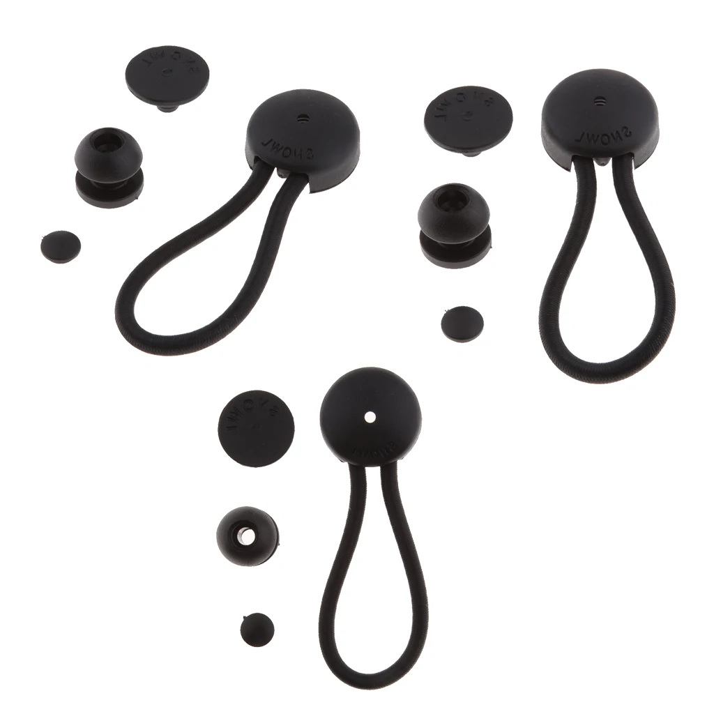3pcs Ball Bungee Bungie Cord Heavy Duty Boat Canopy Tarp Tie Downs Kit Black