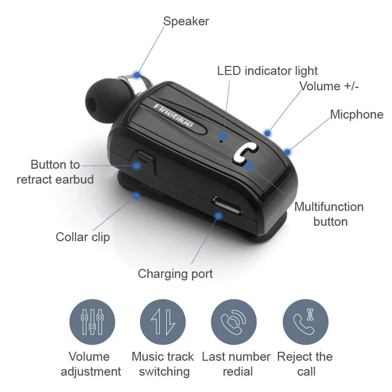 Fineblue F-V6 Мини Bluetooth наушники стерео беспроводной вставной наушник для IOS Android телефон Портативный Бизнес HandsFree AT