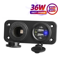 Chargeur de voiture à 2 ports Usb QC 3.0, adaptateur d'alimentation Mobile pour voiture, allume cigare, prise 12V étanche, Charge rapide 