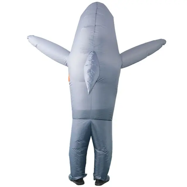 Adult Shark Fancy Dress Costume Funny Inflatable Blow Up Carry Ride On Outfit Fat Suit Halloween Cartoon Cosplay Accessories 3